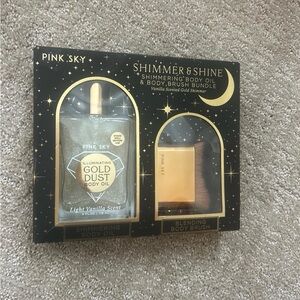 Pink Sky Shimmering Body Oil and Brush Set